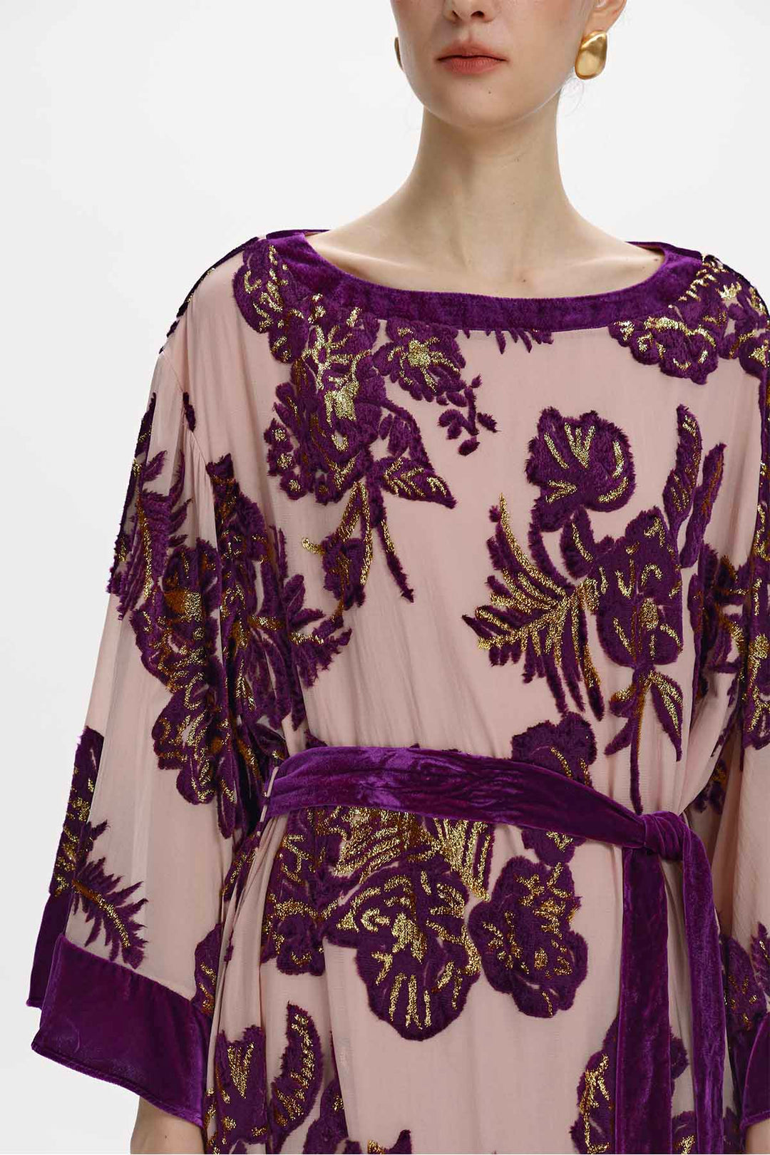 Nadine Floral Silk Velvet Tunic Top