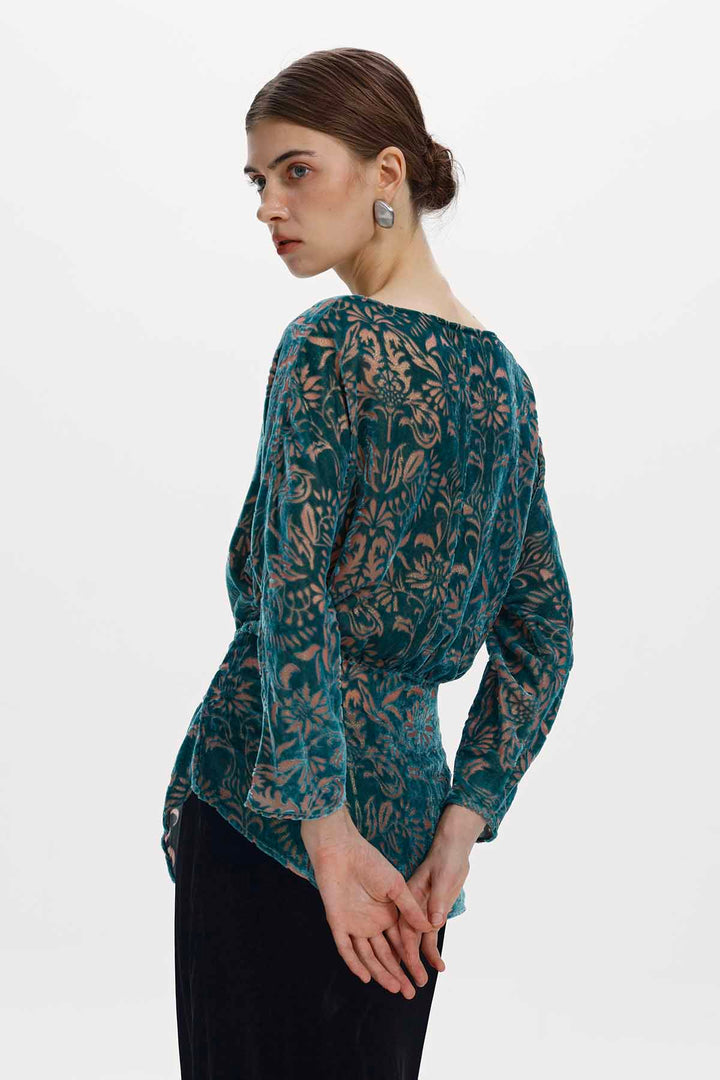 Arietta Burnout Velvet Belted Top