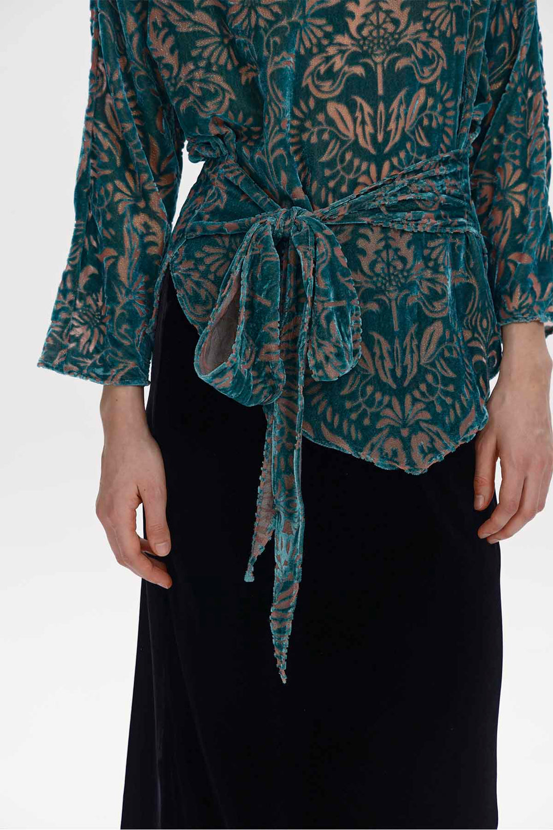 Arietta Burnout Velvet Belted Top
