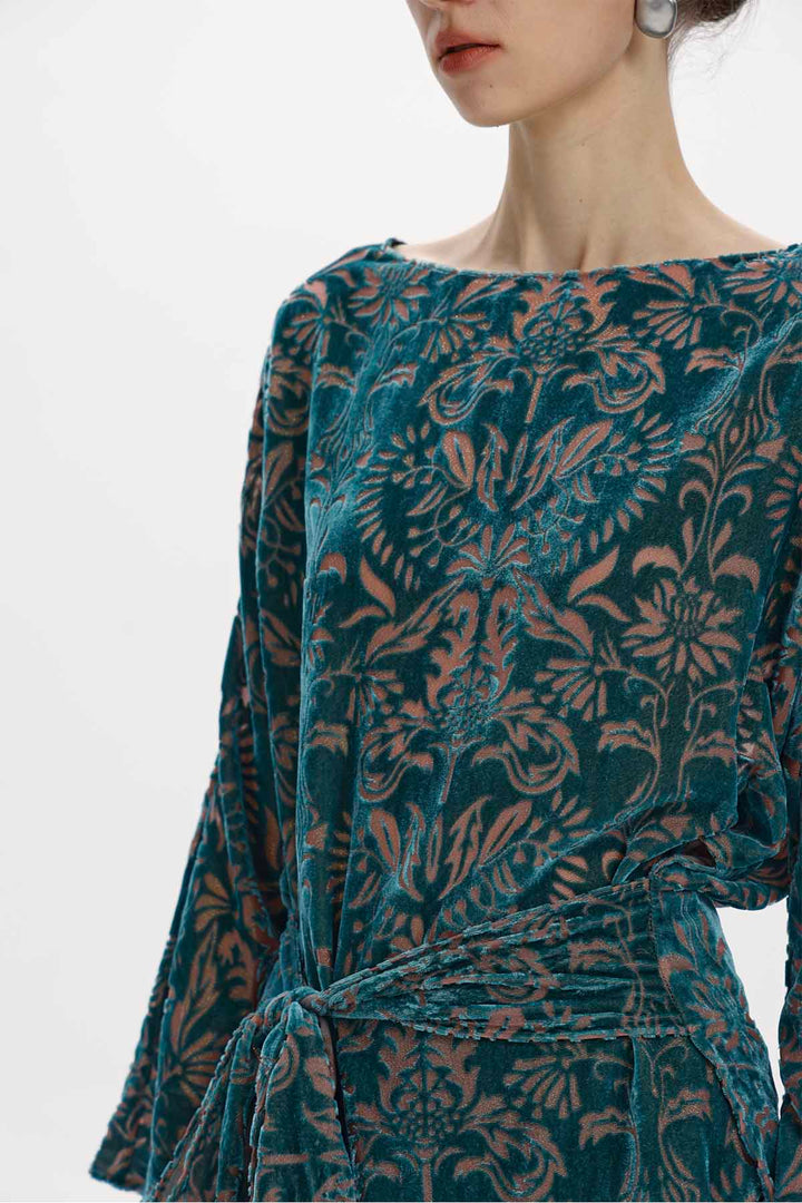 Arietta Burnout Velvet Belted Top