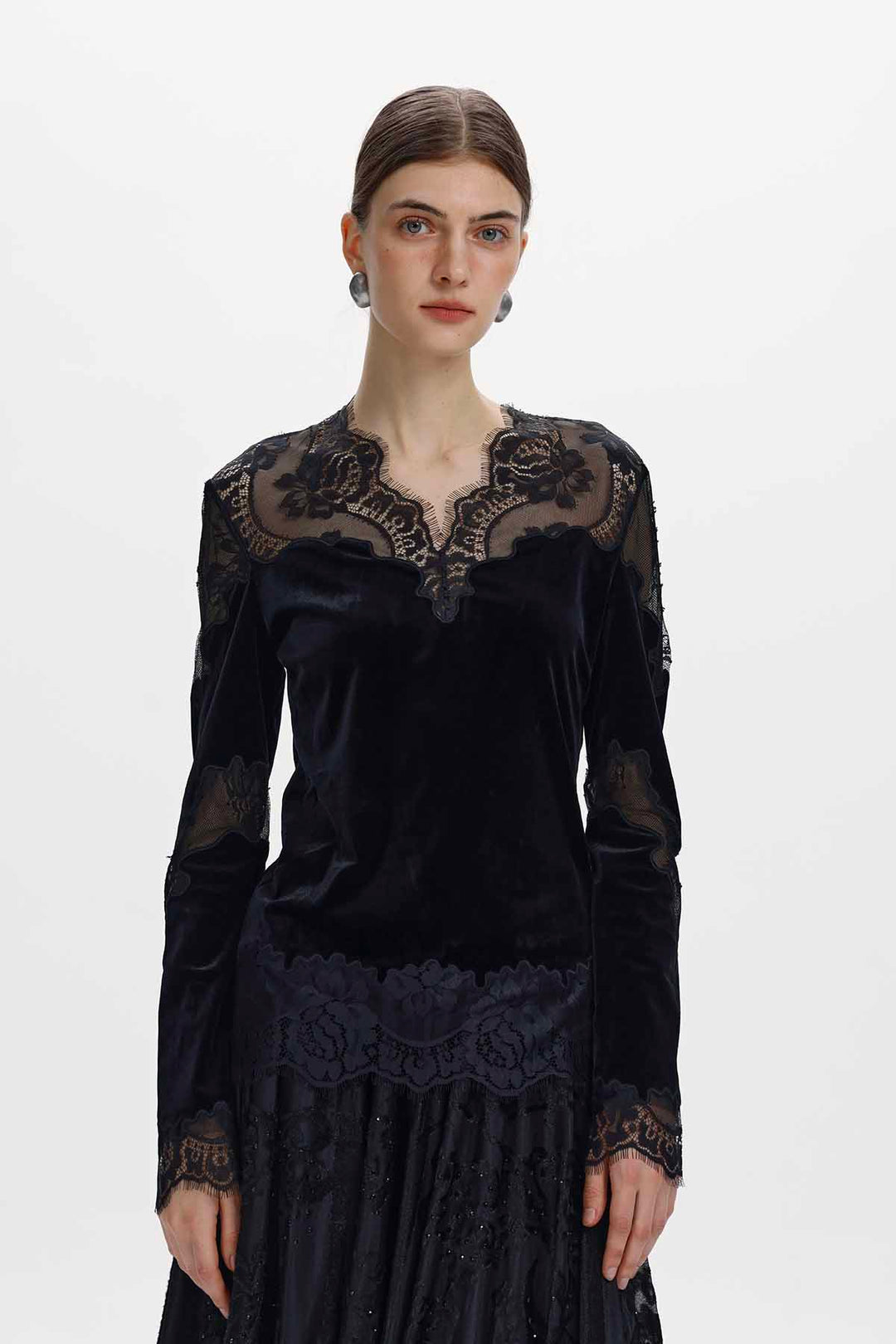 Alix Lace-Trimmed Sheer Panel Top