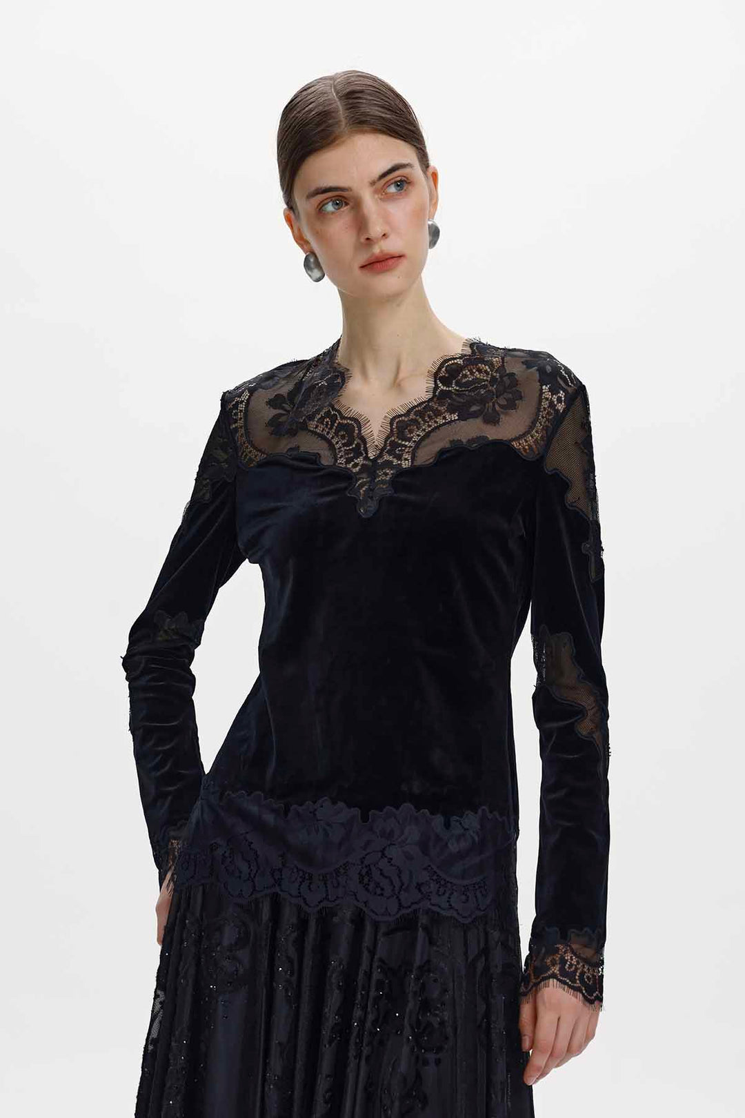 Alix Lace-Trimmed Sheer Panel Top