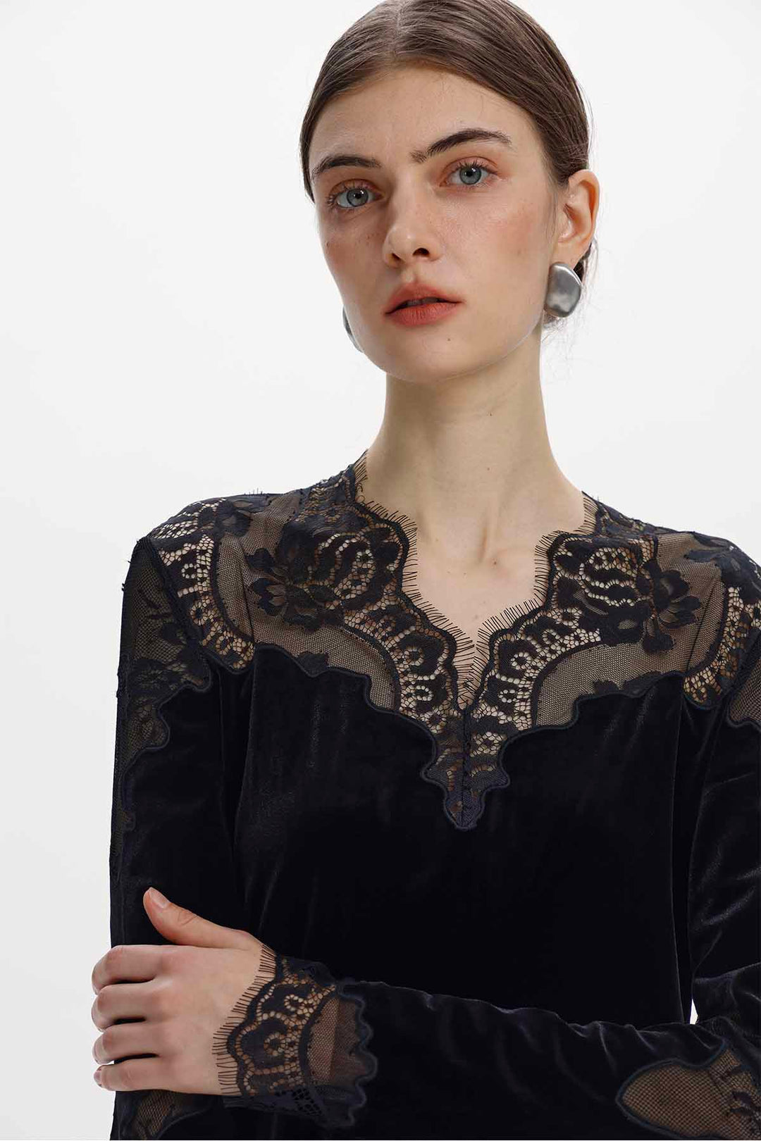 Alix Lace-Trimmed Sheer Panel Top