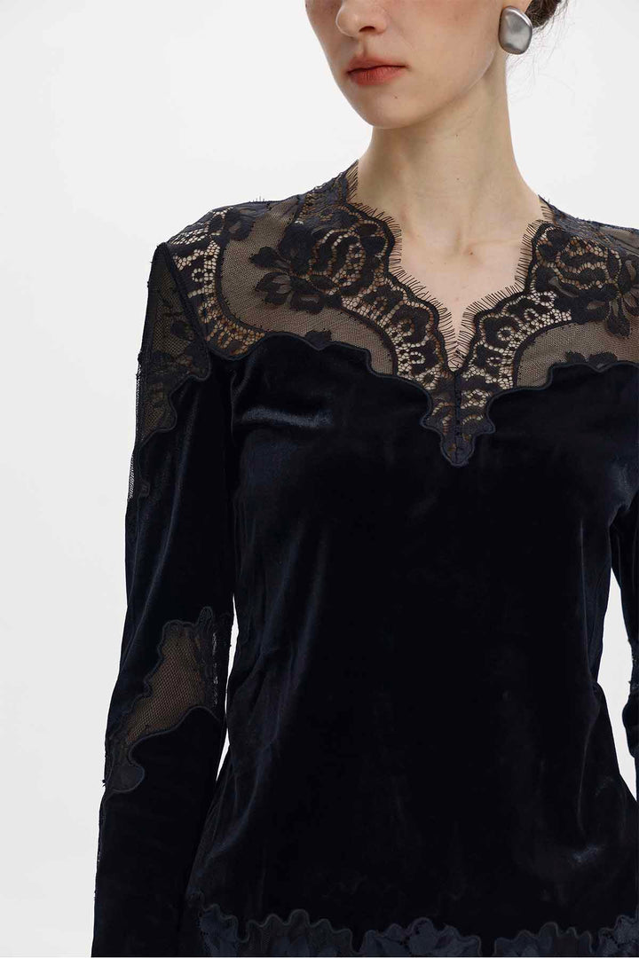 Alix Lace-Trimmed Sheer Panel Top