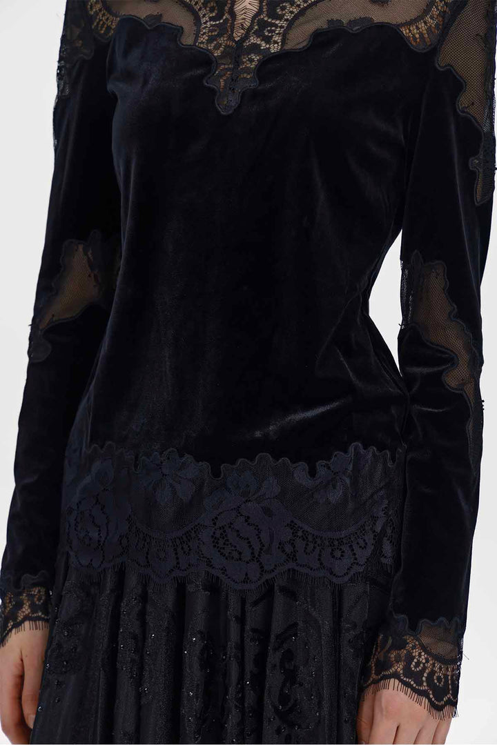 Alix Lace-Trimmed Sheer Panel Top