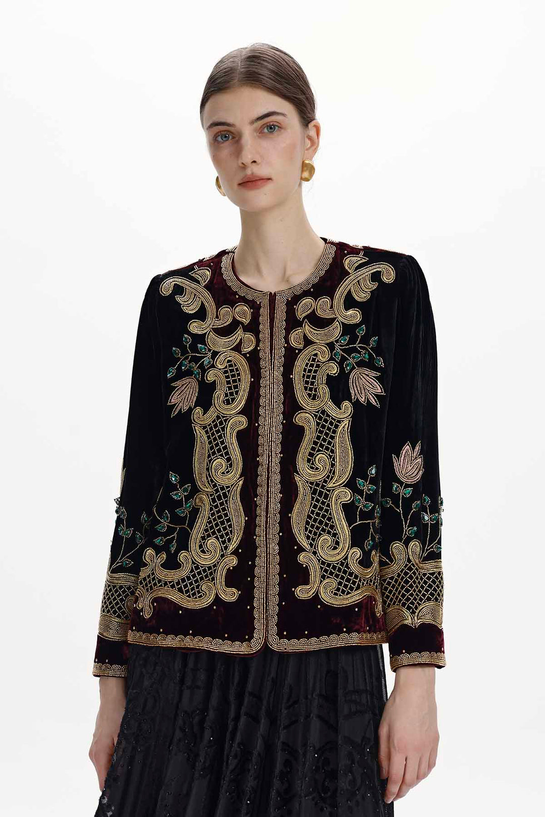 Aurore Beaded Silk Velvet Jacket