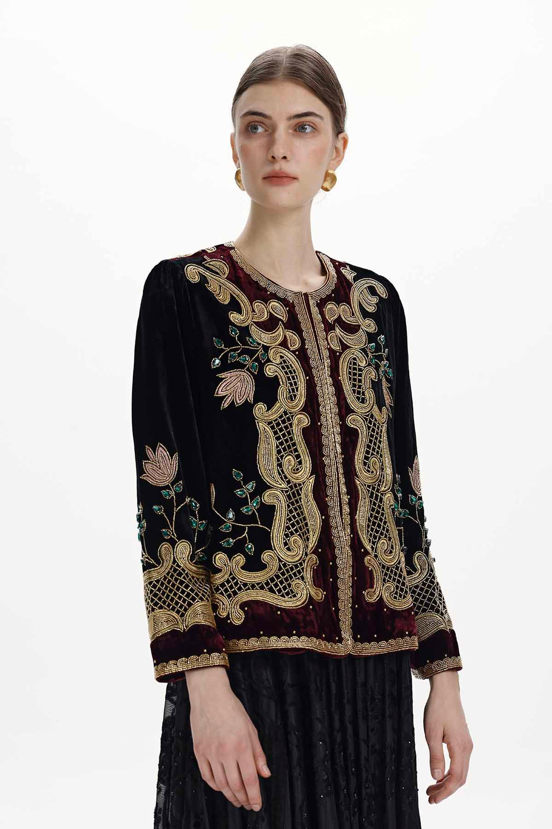 Aurore Beaded Silk Velvet Jacket