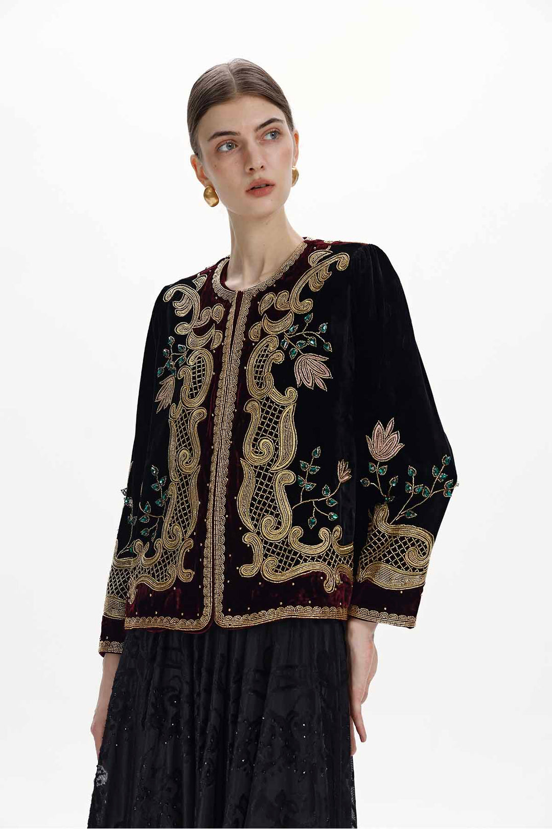 Aurore Beaded Silk Velvet Jacket