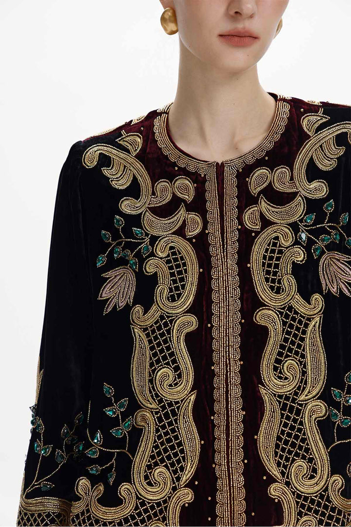 Aurore Beaded Silk Velvet Jacket