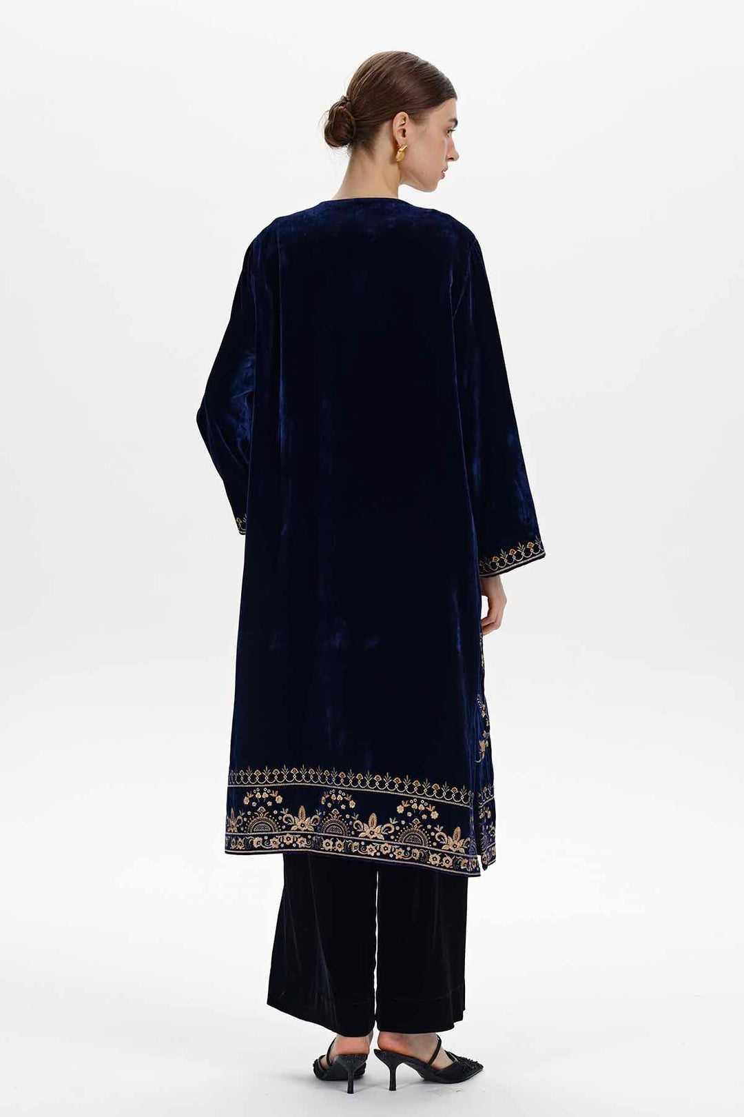 Brigitte Embroidered Silk Velvet Coat