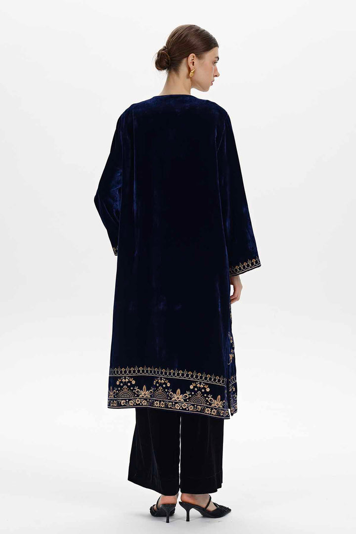Brigitte Embroidered Silk Velvet Coat