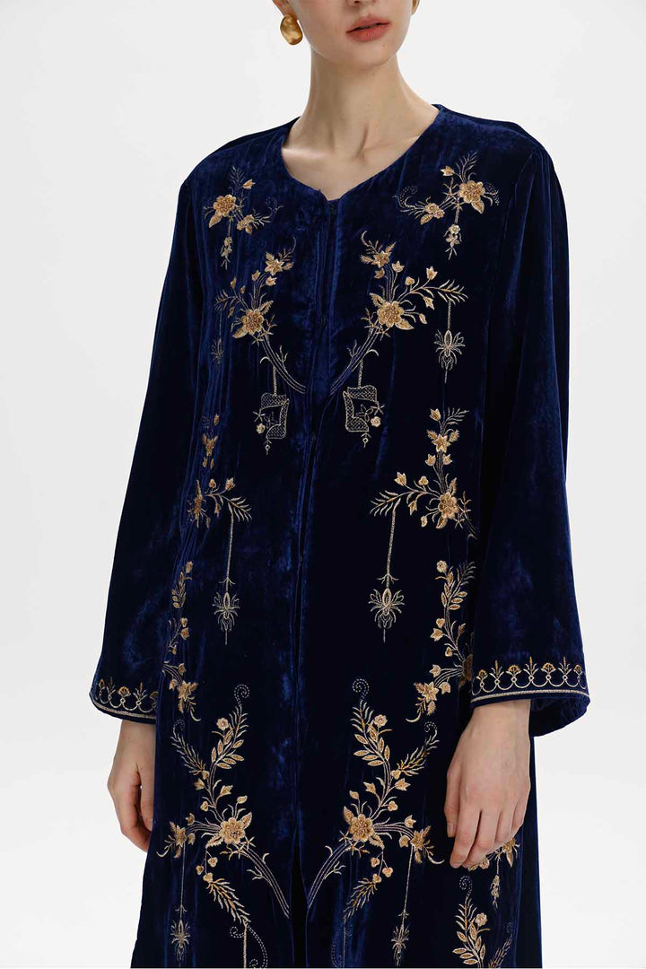 Brigitte Embroidered Silk Velvet Coat