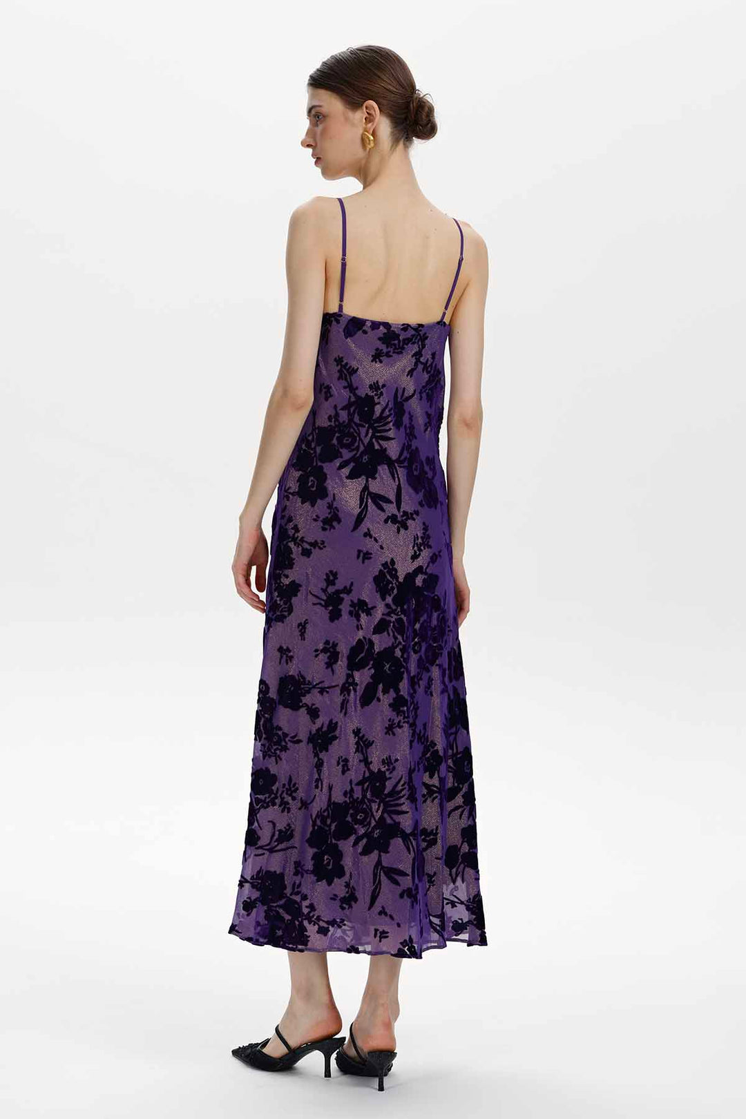 Damaris Purple Floral Velvet Maxi Dress