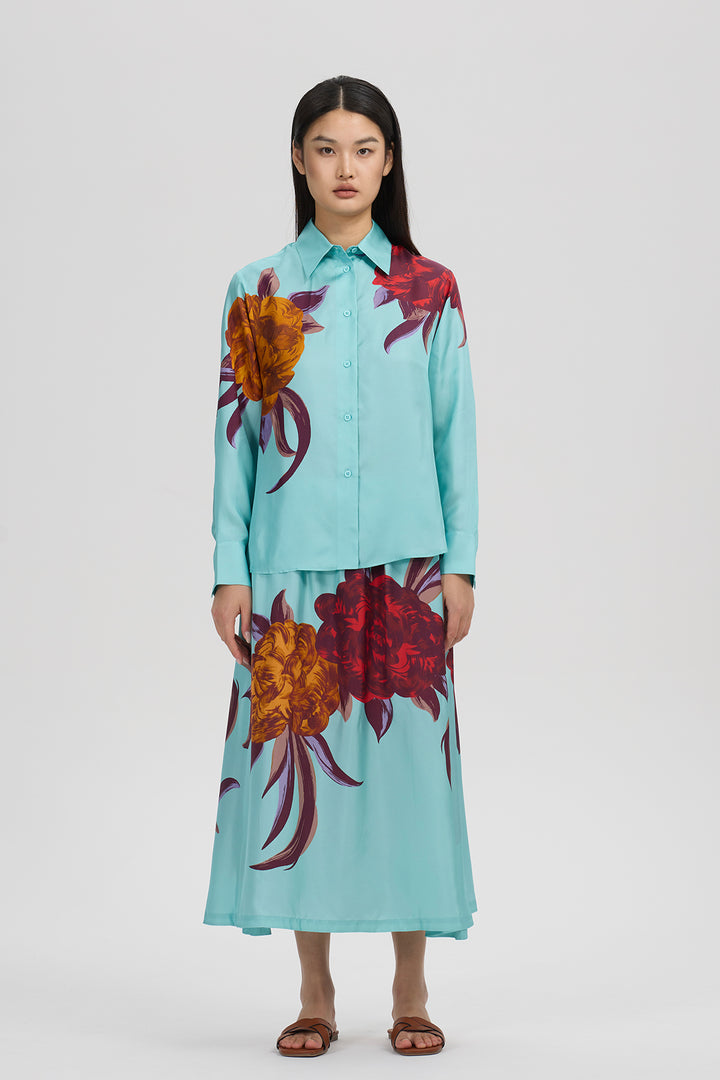 Amara Floral Print Silk Set