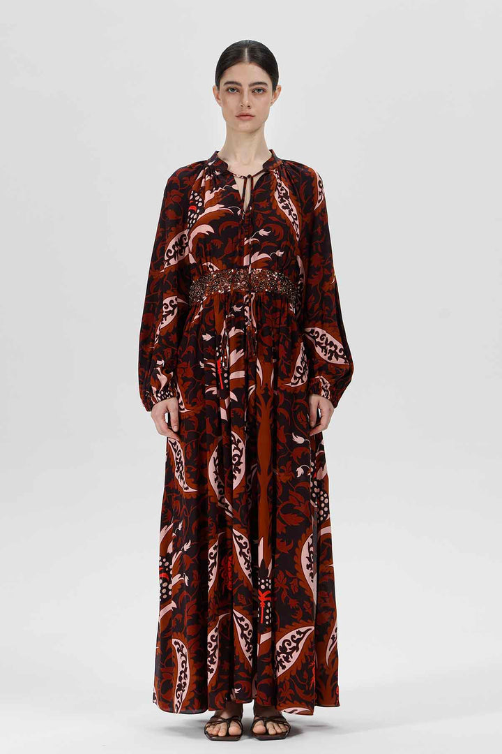 Ayla Print Silk Maxi Dress