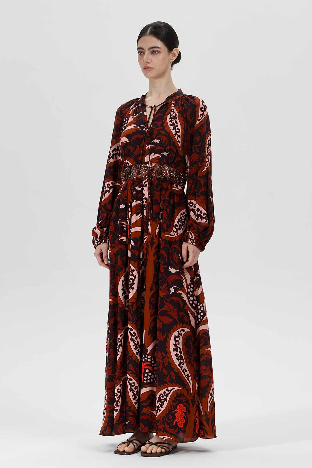 Ayla Print Silk Maxi Dress