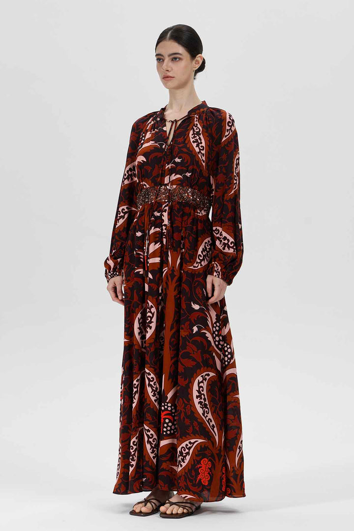 Ayla Print Silk Maxi Dress