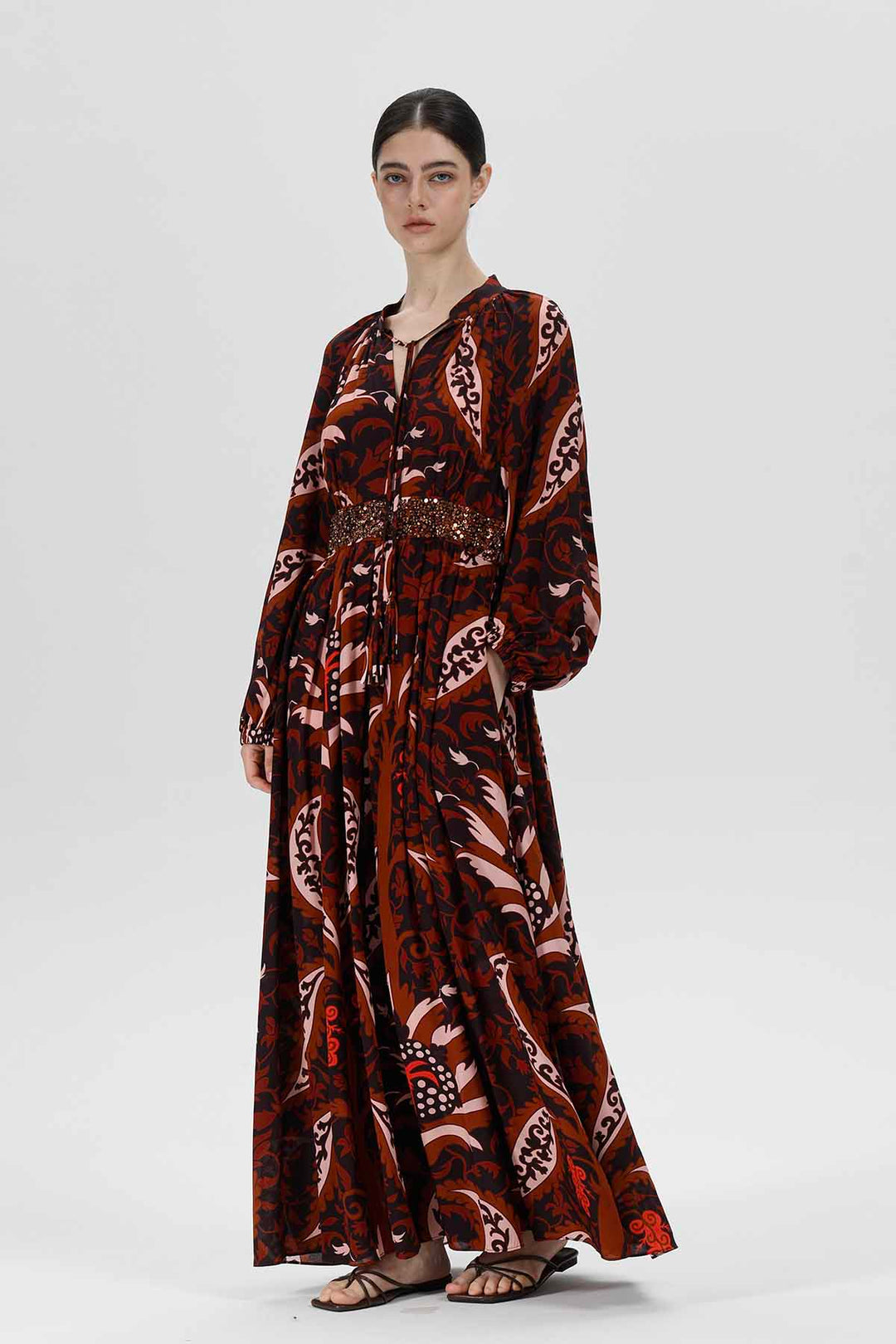 Ayla Print Silk Maxi Dress