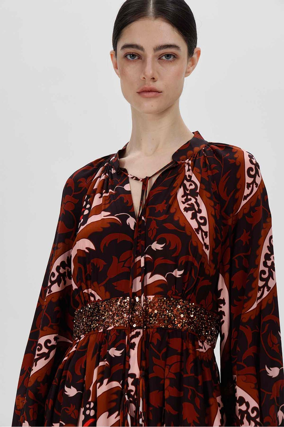 Ayla Print Silk Maxi Dress