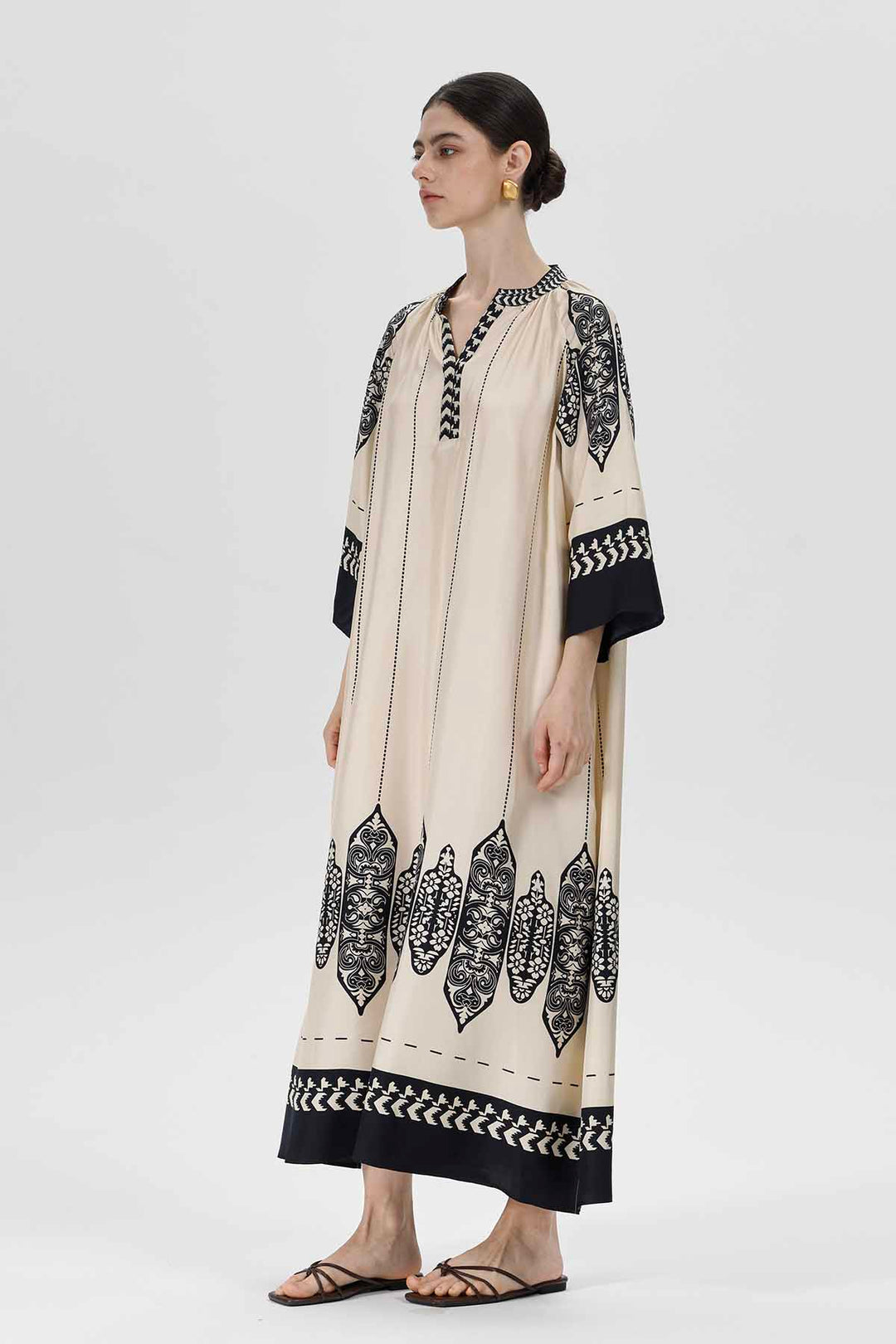 Aisha Ivory Silk Maxi Dress