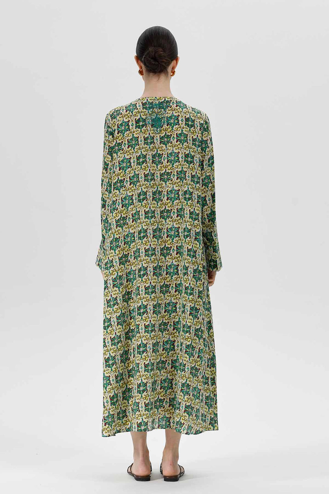 Thisbe Grünes Mosaik-Seidenkleid