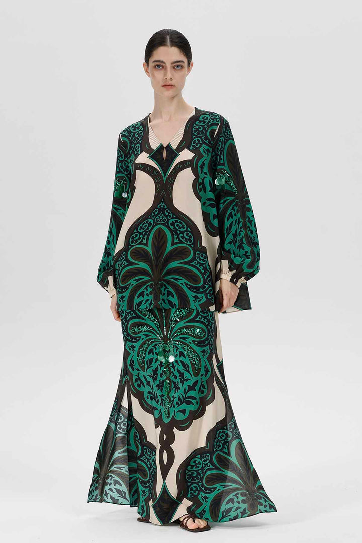 Conjunto de falda de seda con estampado Aisling