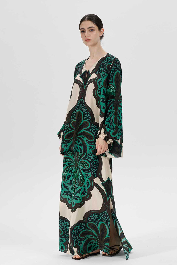 Conjunto de falda de seda con estampado Aisling