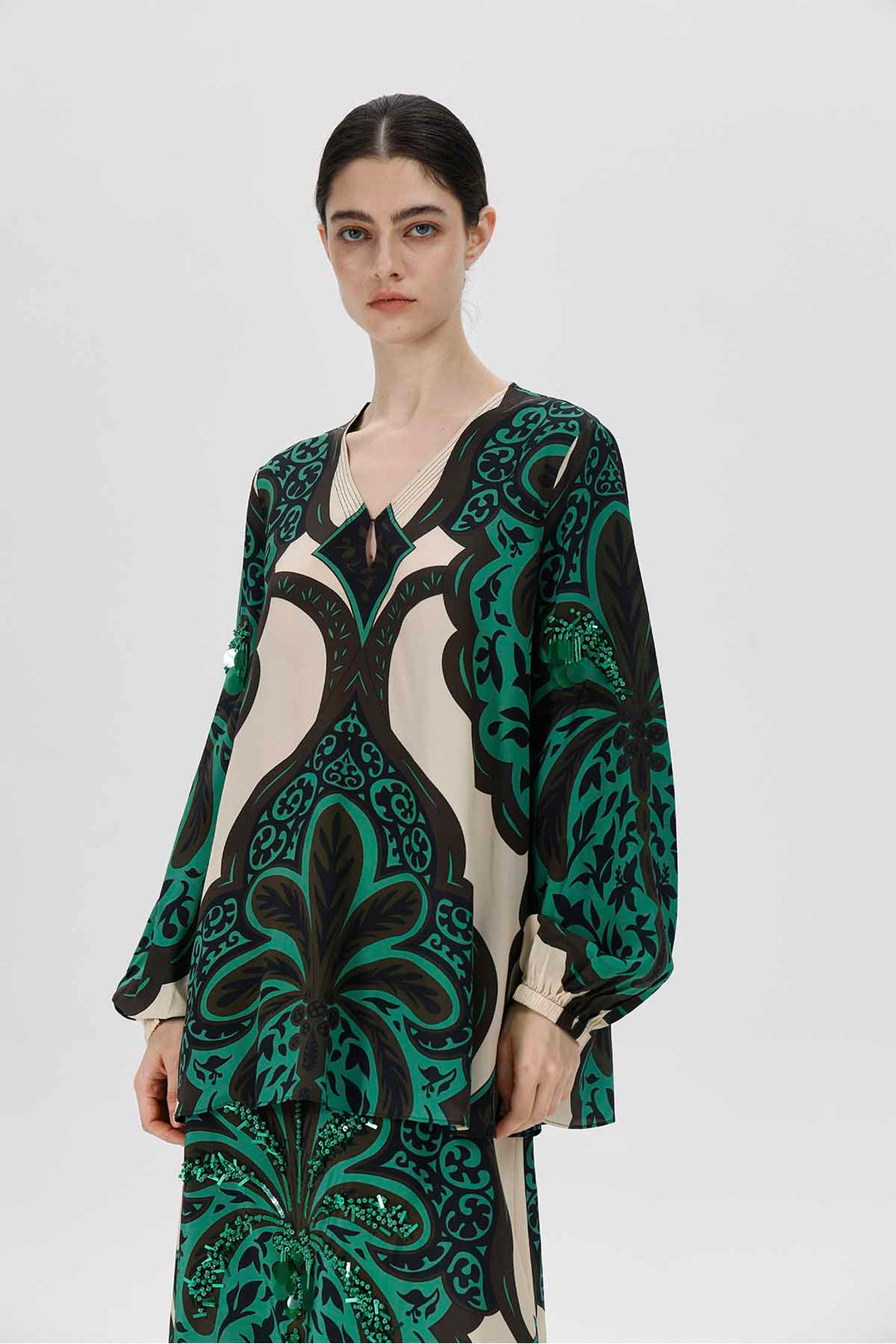 Conjunto de falda de seda con estampado Aisling