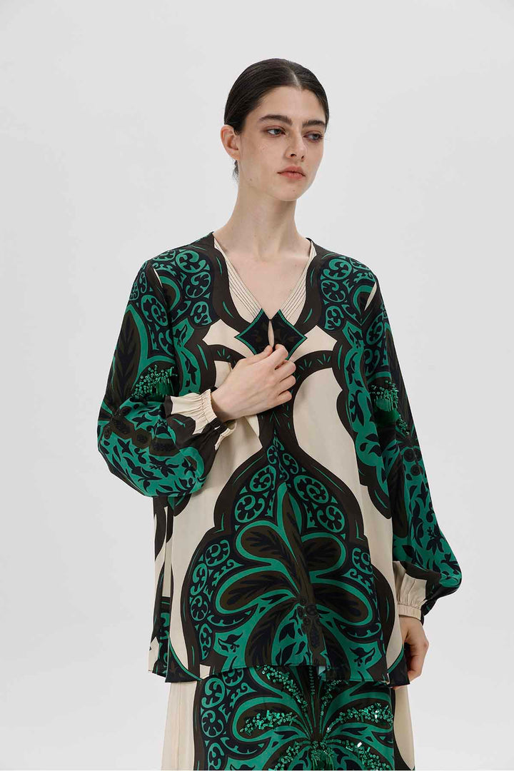 Conjunto de falda de seda con estampado Aisling