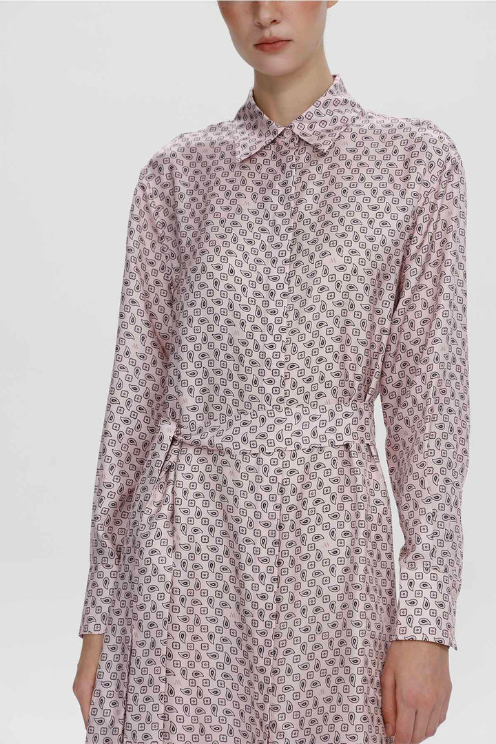 Charlotte-Hemdkleid mit Mikroprint und Gürtel