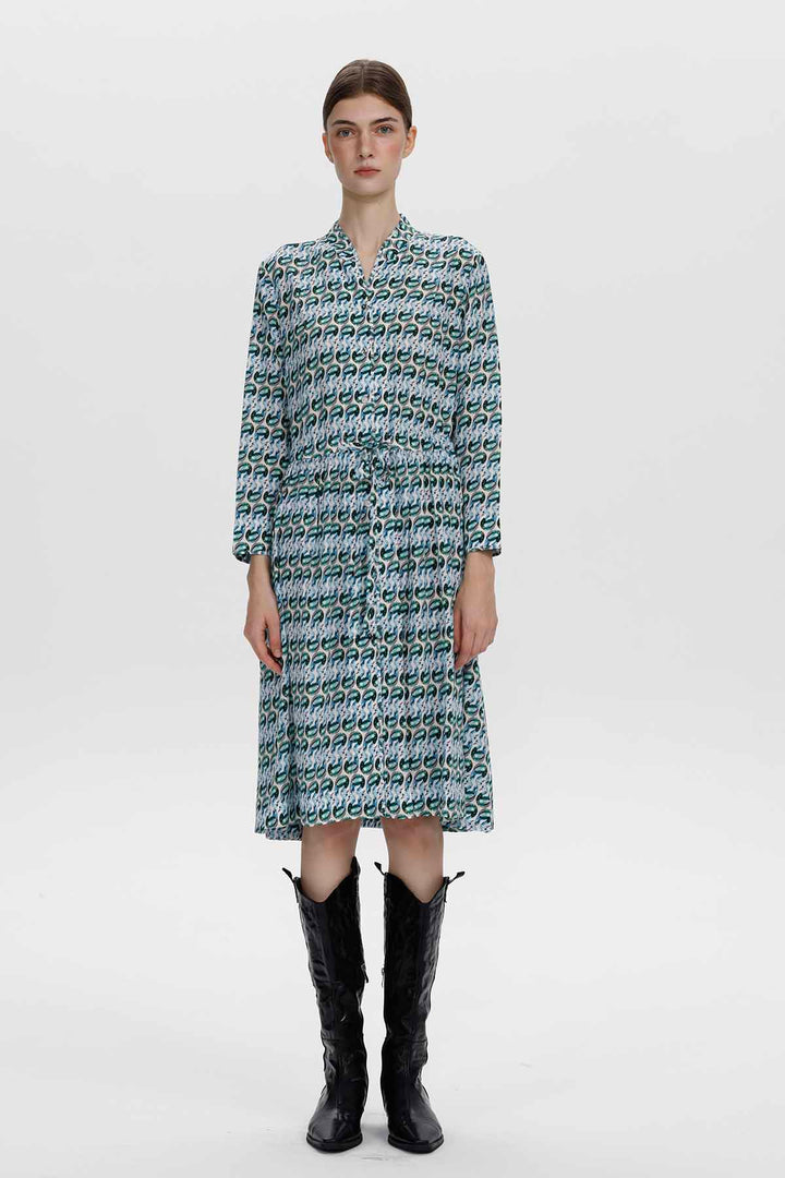 Claire-Seidenkleid mit abstraktem Print