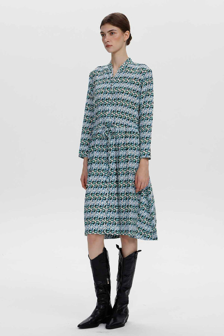 Claire-Seidenkleid mit abstraktem Print