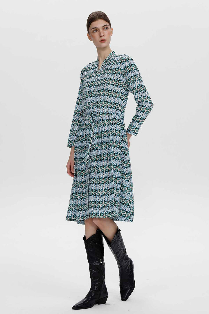 Claire-Seidenkleid mit abstraktem Print