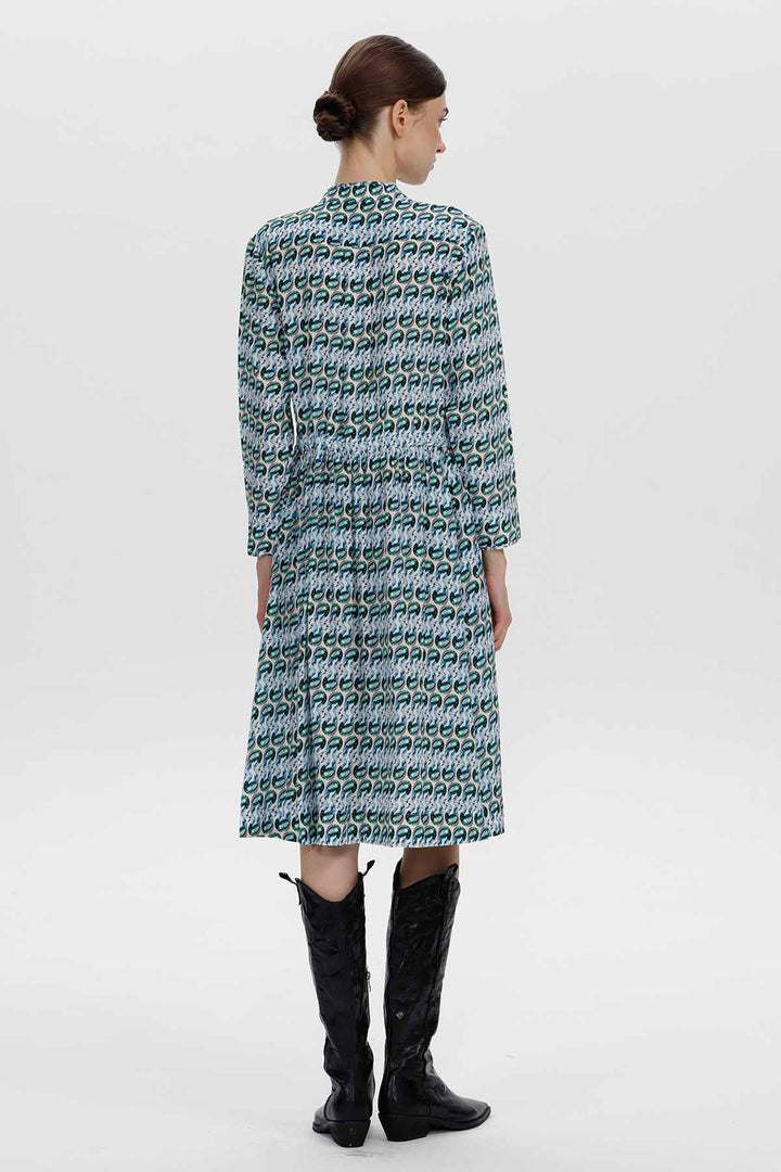 Claire-Seidenkleid mit abstraktem Print