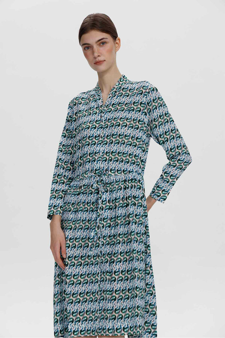 Claire-Seidenkleid mit abstraktem Print