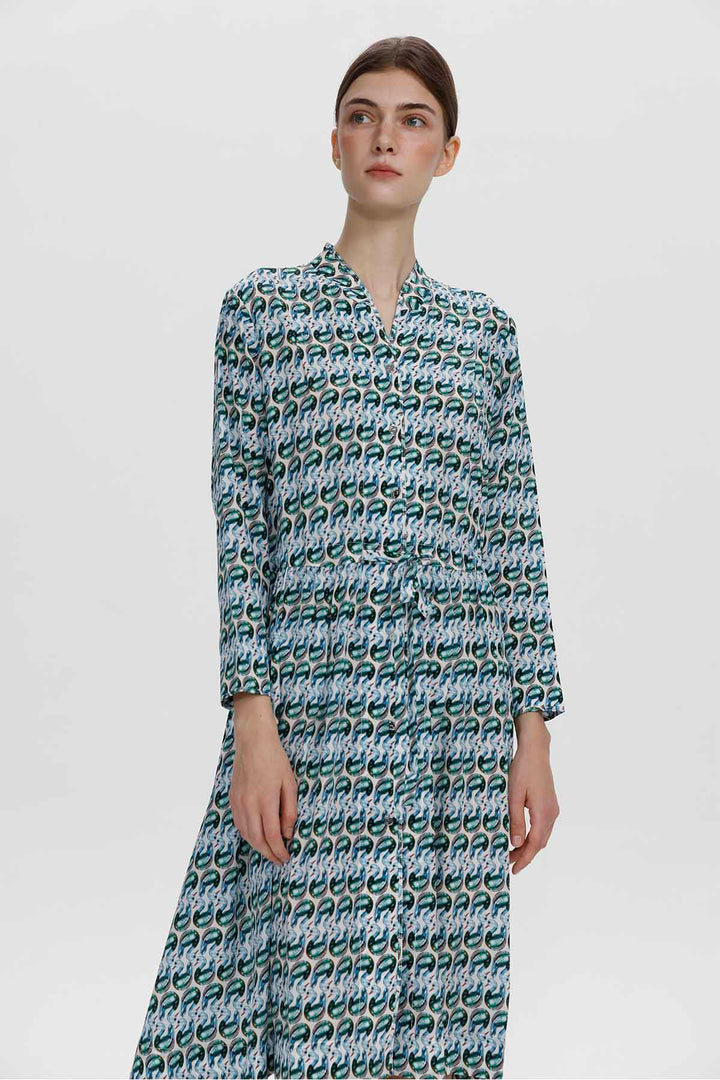 Claire-Seidenkleid mit abstraktem Print
