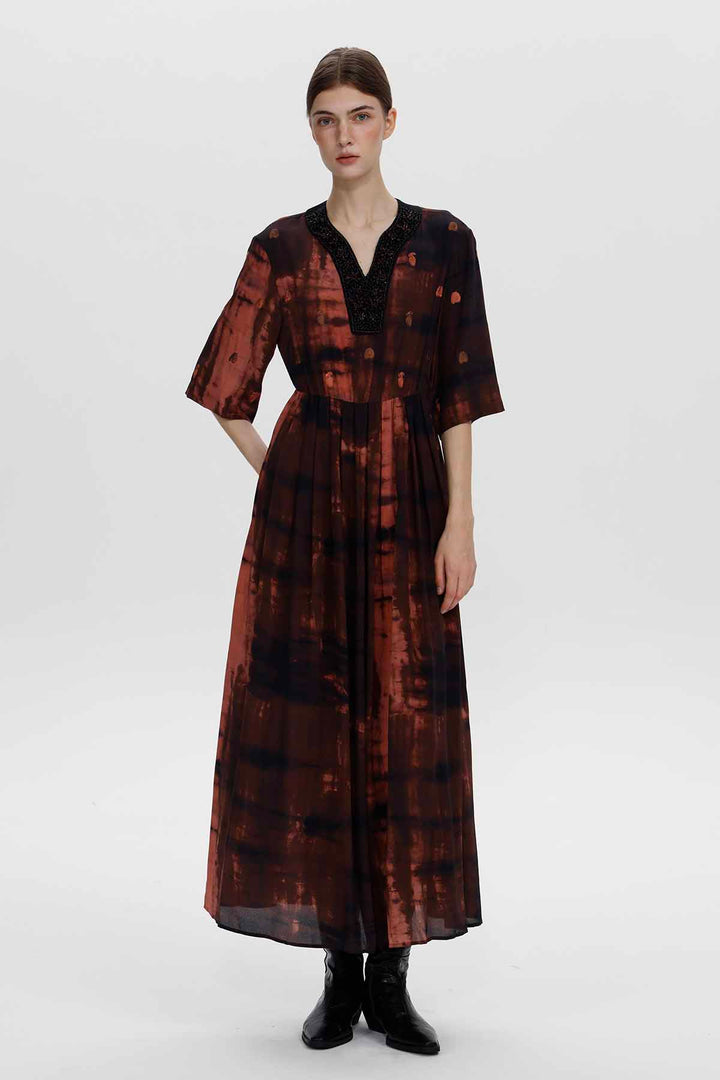 Amelia Beaded Silk Maxi Dress