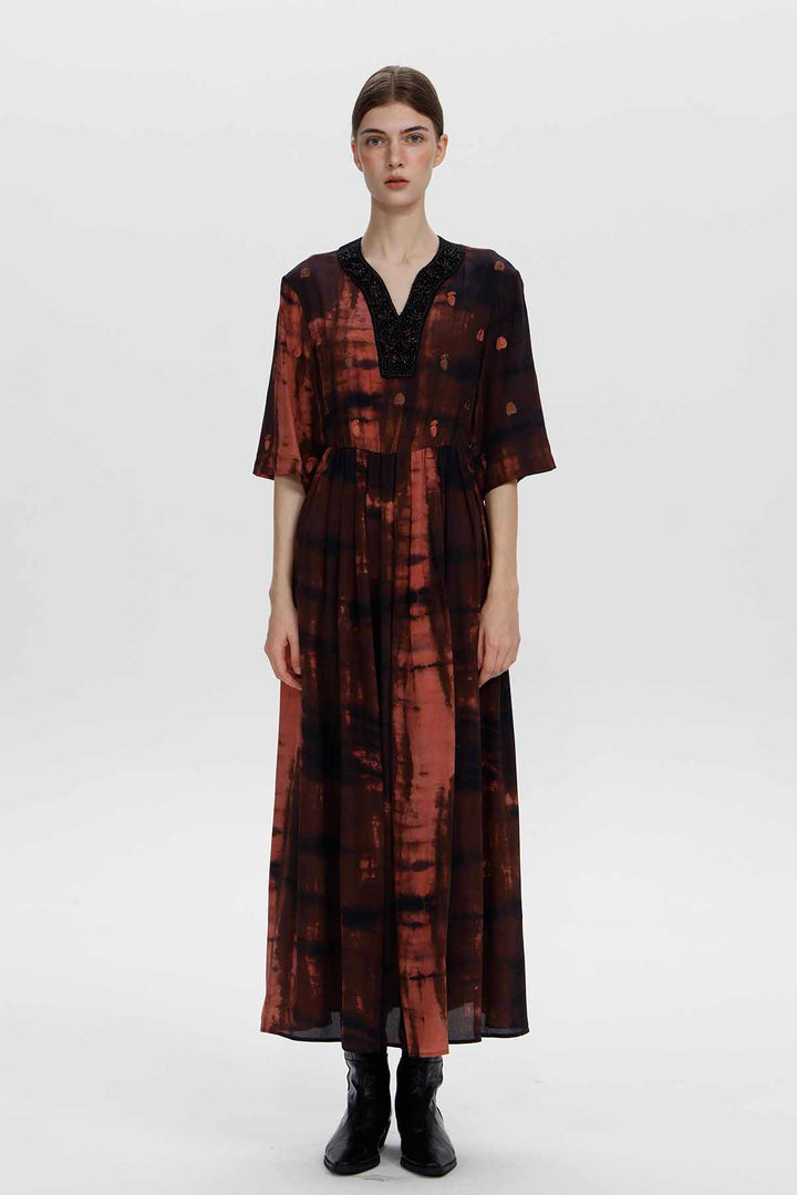 Amelia Beaded Silk Maxi Dress