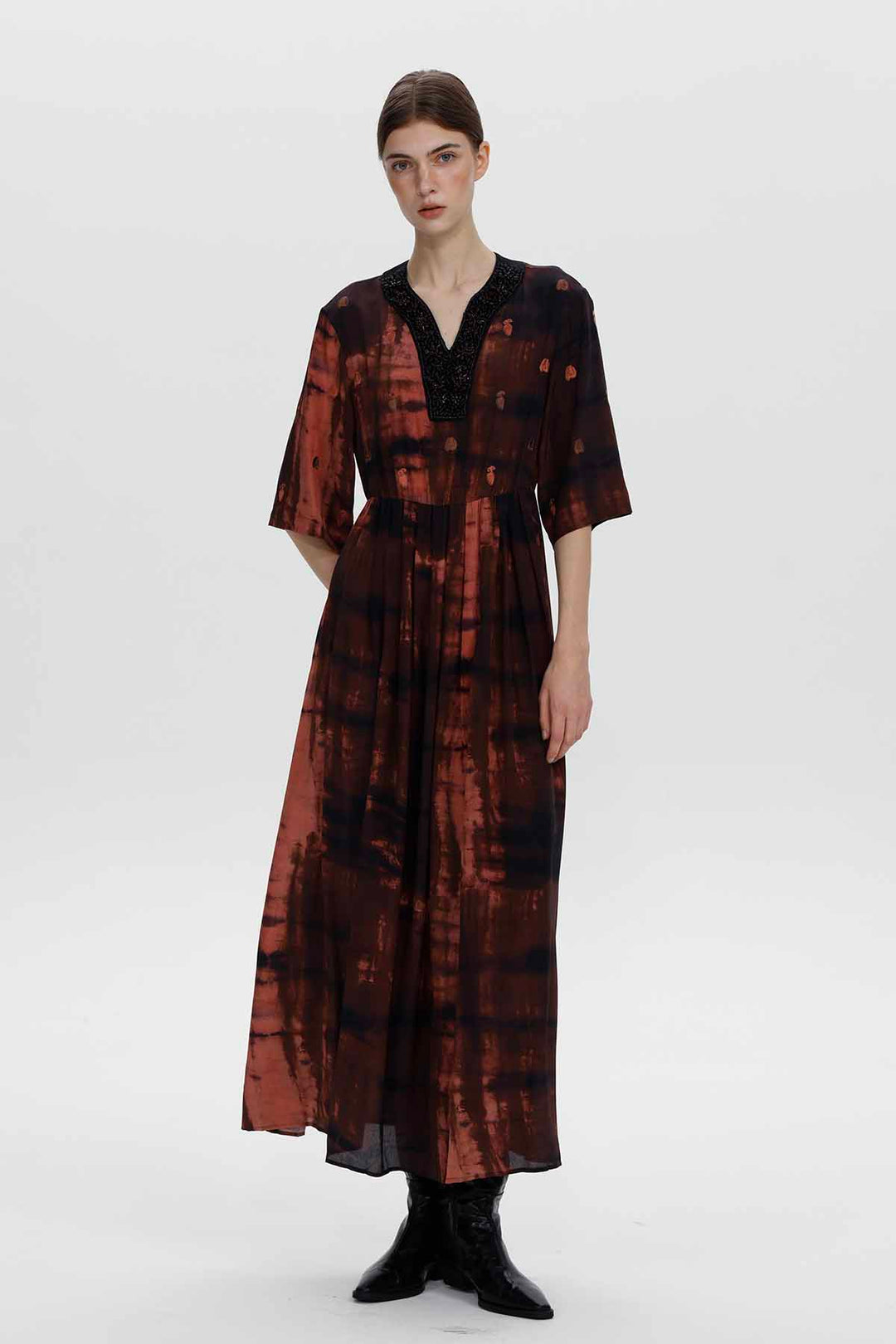 Amelia Beaded Silk Maxi Dress