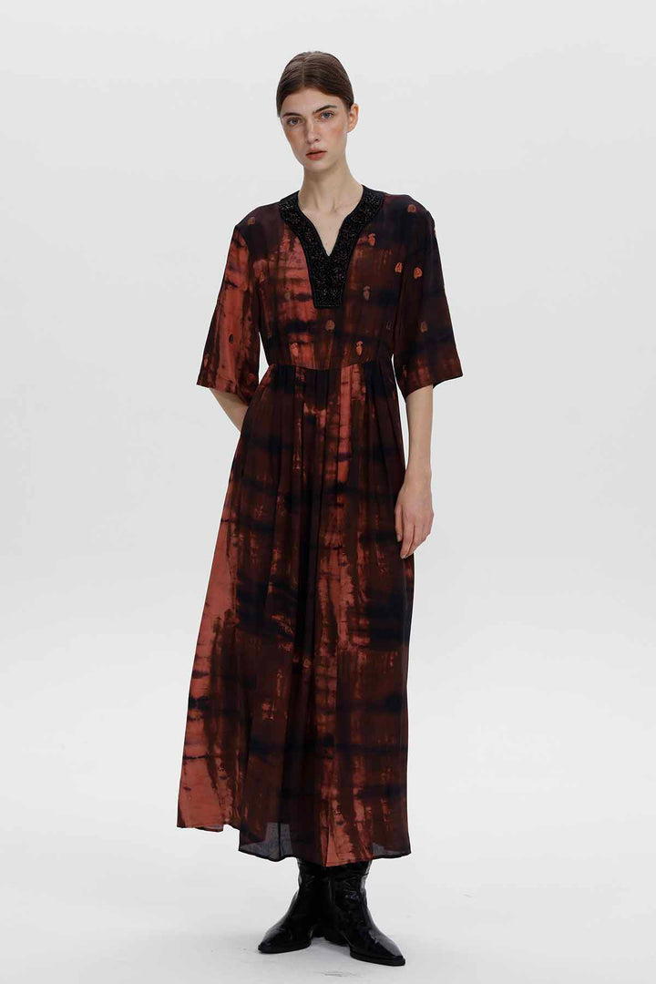 Amelia Beaded Silk Maxi Dress