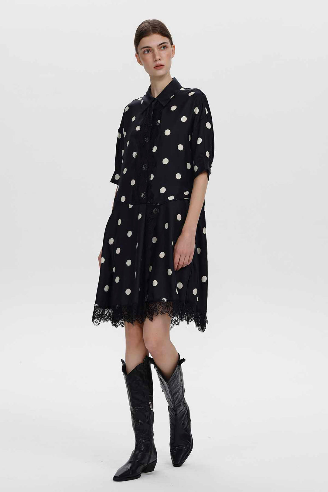 Juliette Hemdkleid mit gepunktetem Spitzenbesatz