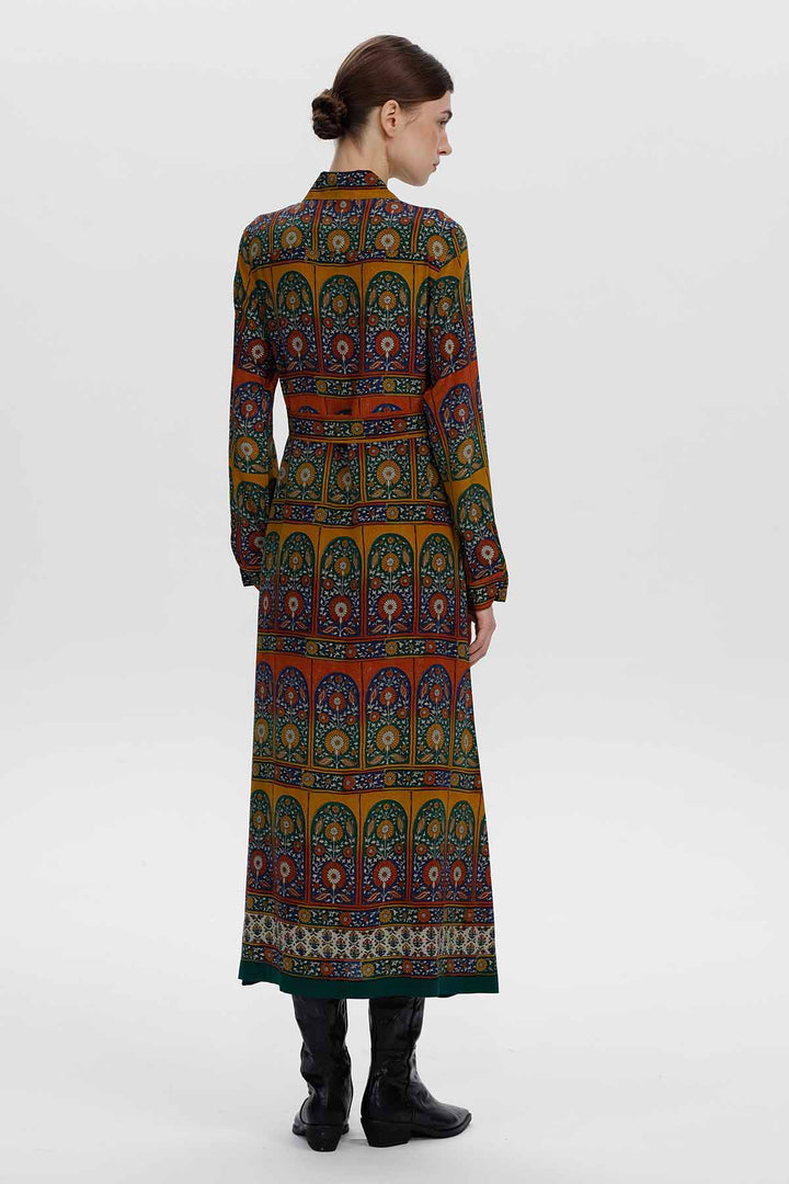 Florence Vintage Silk Maxi Shirt Dress