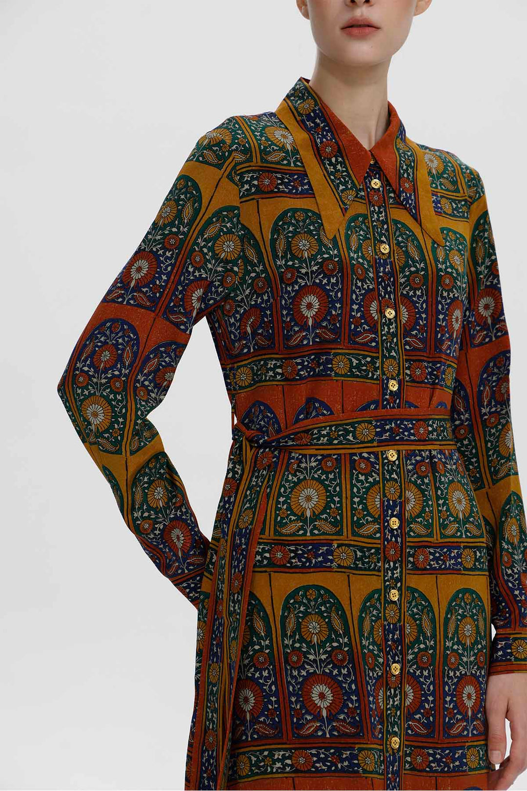 Florence Vintage Silk Maxi Shirt Dress