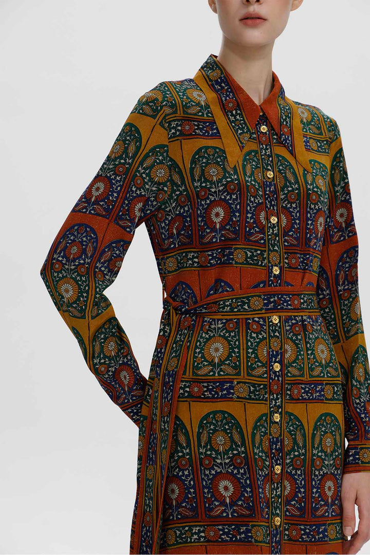 Florence Vintage Silk Maxi Shirt Dress