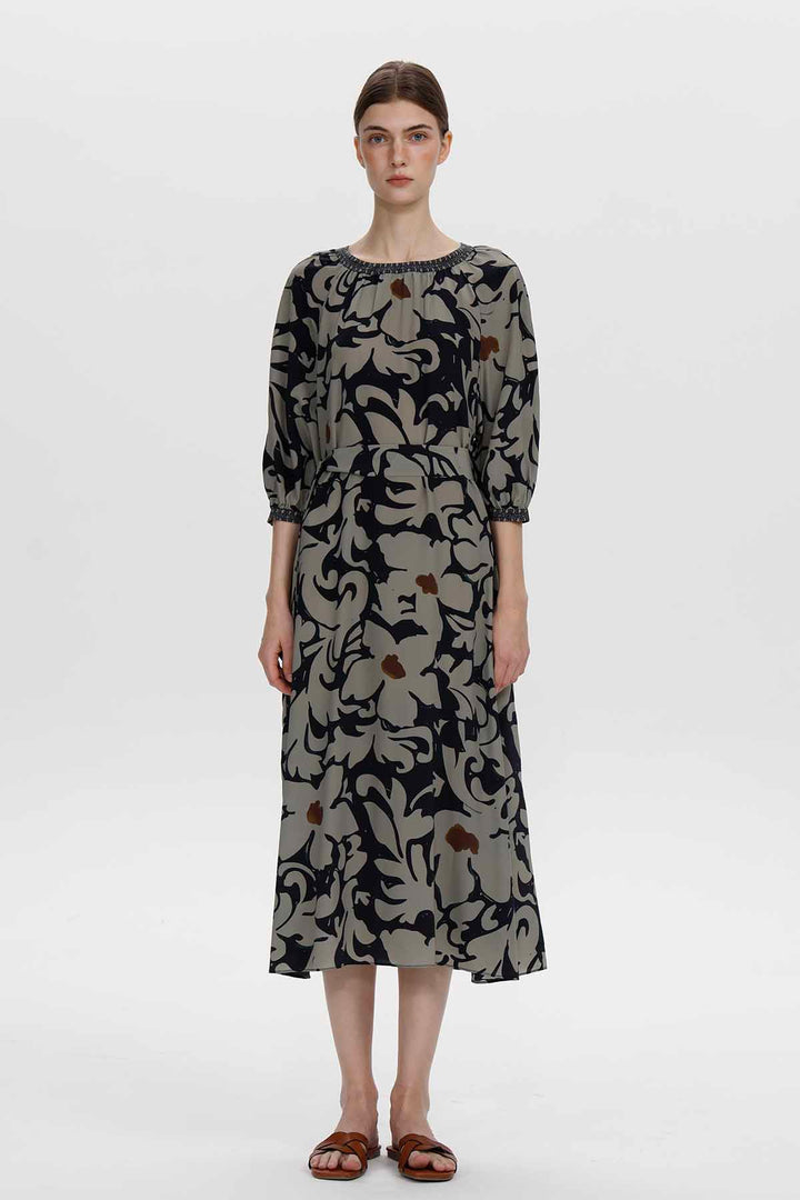 Vestido midi floral de seda Genevieve