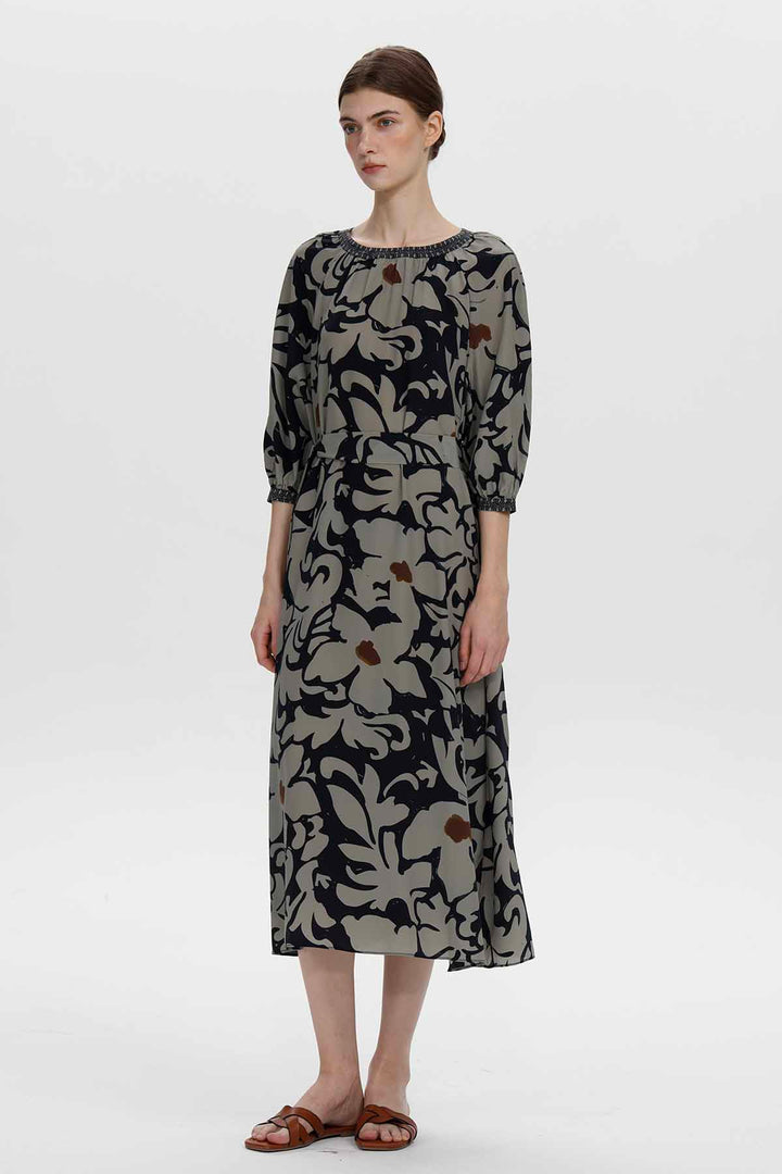 Vestido midi floral de seda Genevieve