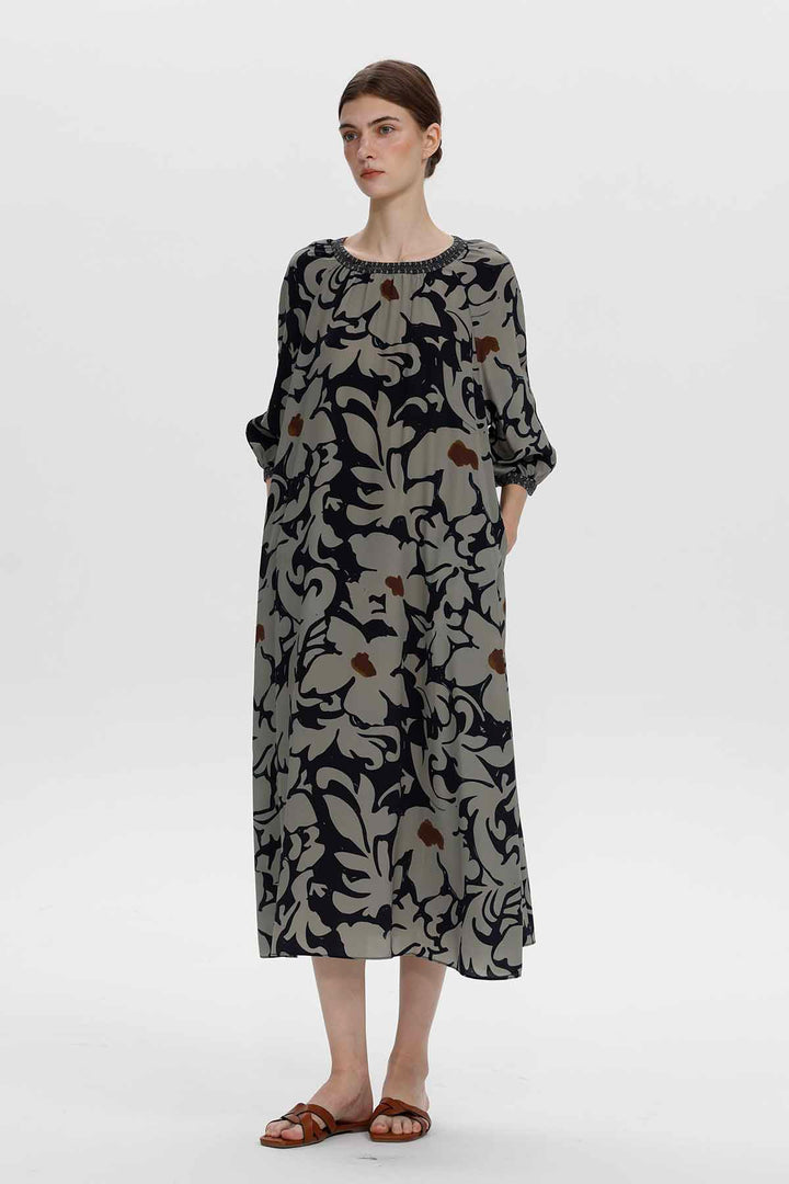 Vestido midi floral de seda Genevieve