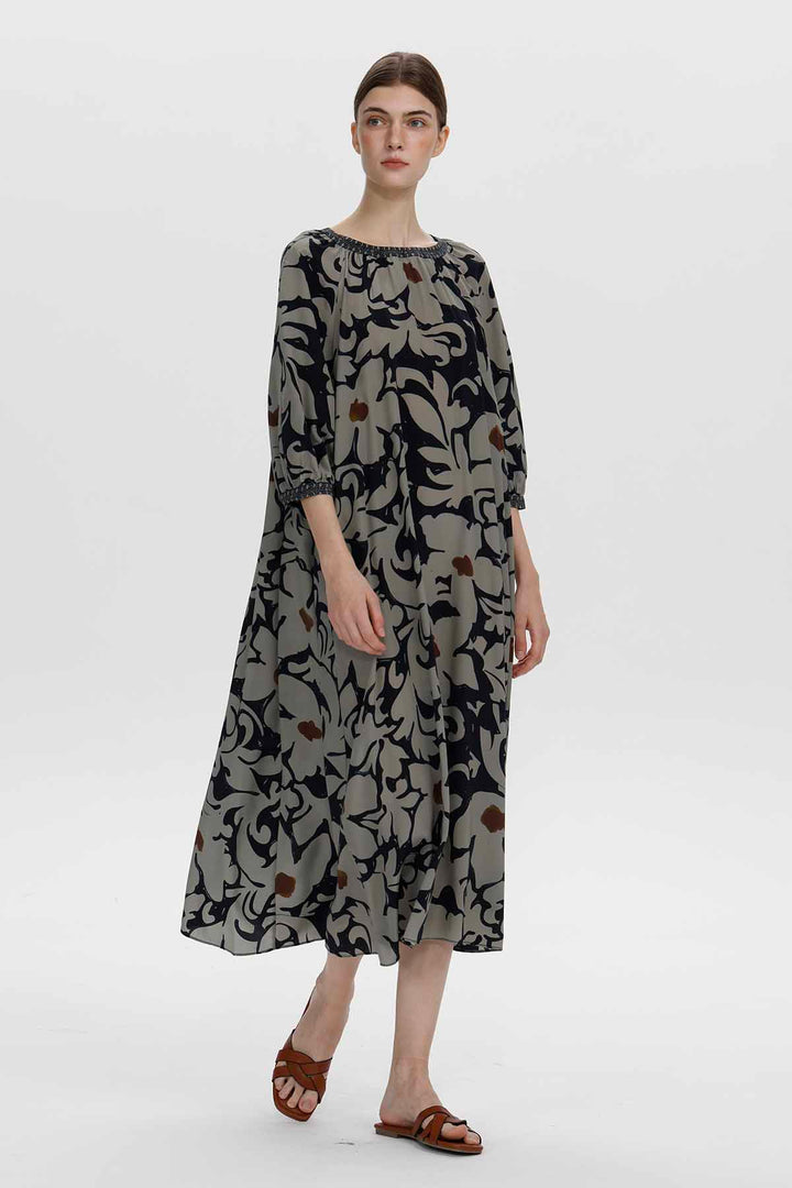 Vestido midi floral de seda Genevieve
