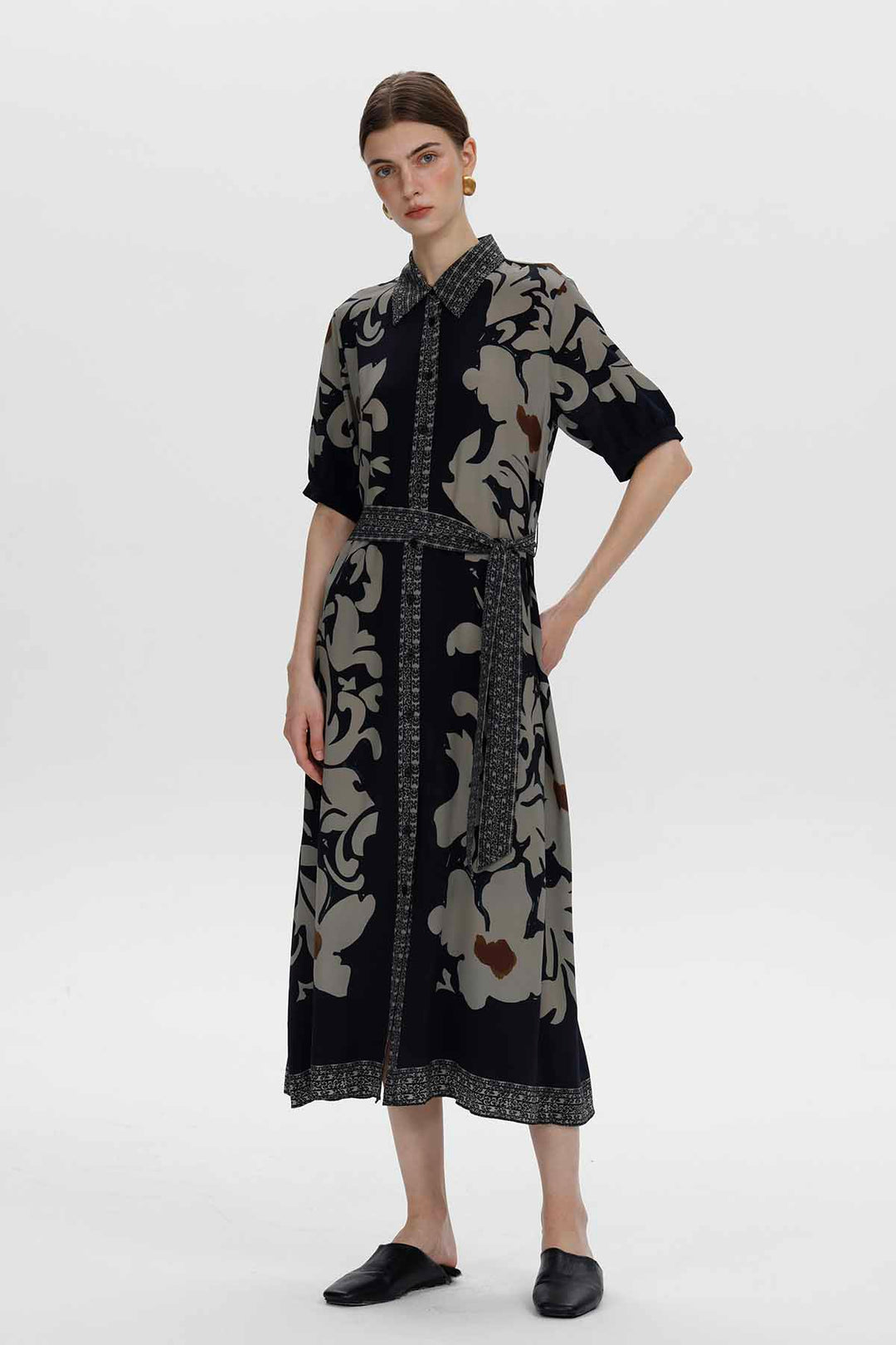 Aveline Vintage Floral Silk Dress