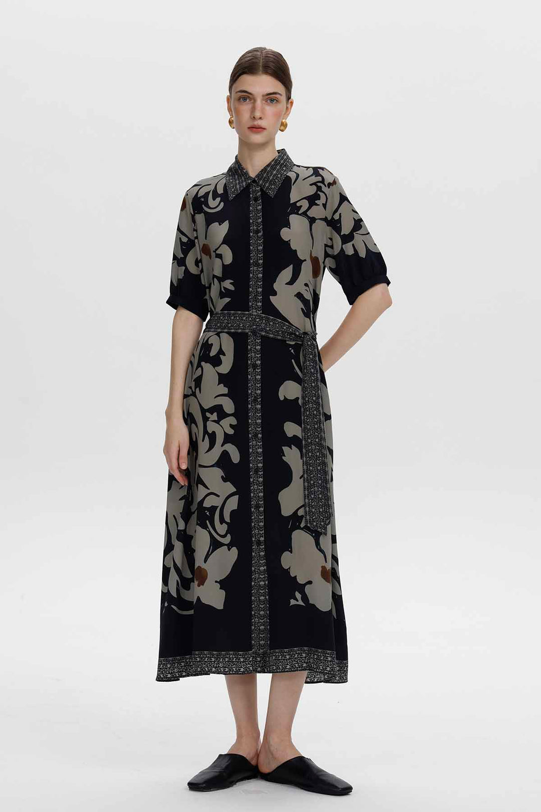 Aveline Vintage Floral Silk Dress